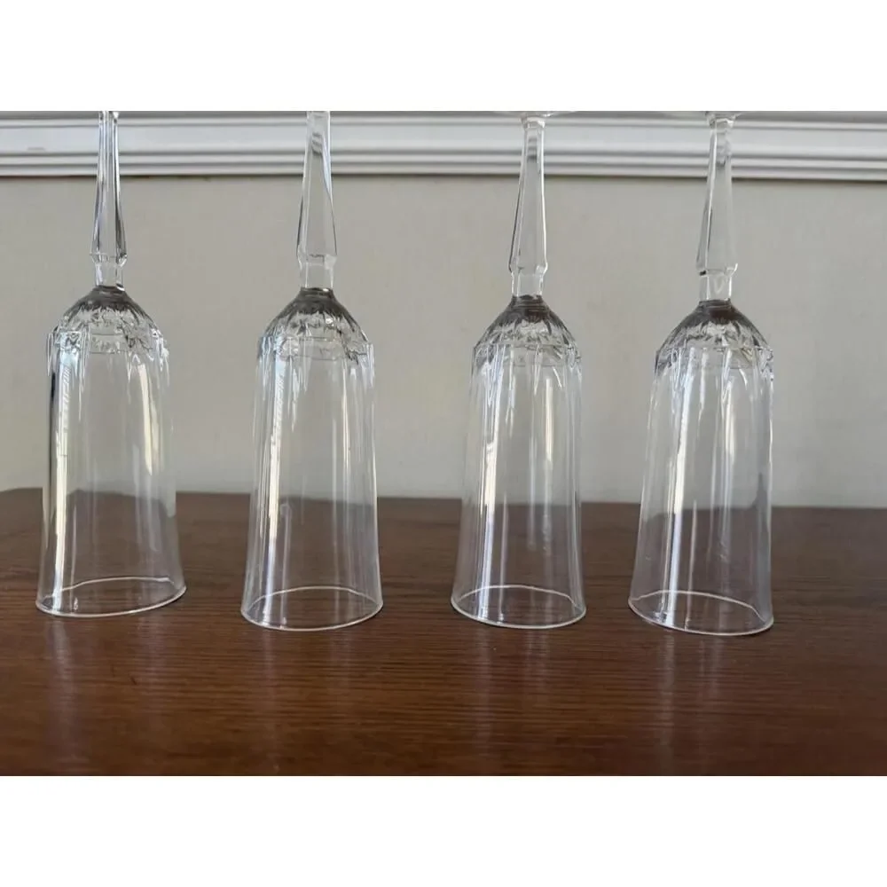 St George Crystal Champagne Flutes, Hex Stem, Set of 4, Vintage